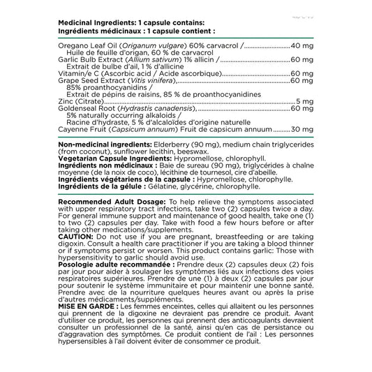 Platinum Naturals Oregano-8 Cold and Flu 60 Veggie Caps